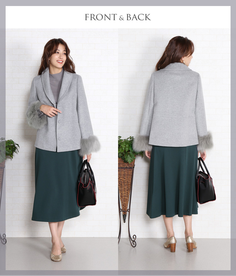 カシミヤ ブレンド ウール ジャケット フォックス ファー トリミング Filomo