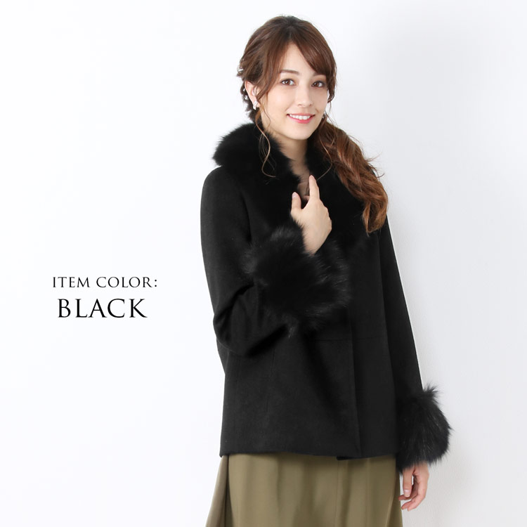 カシミヤ ブレンド ウール ジャケット フォックス ファー トリミング Filomo