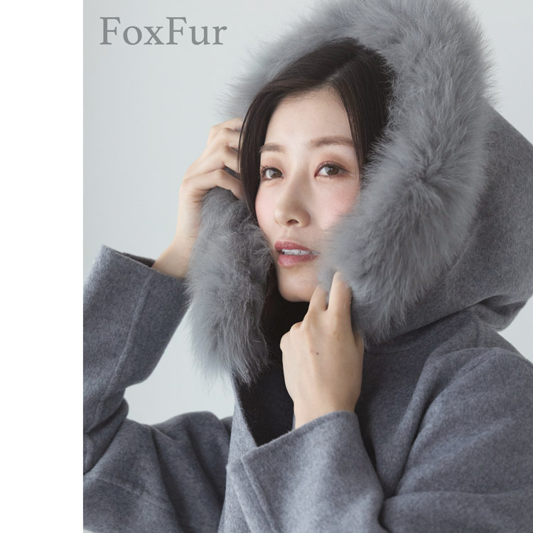 カシミヤ ウール コート フォックス ファー ロング
