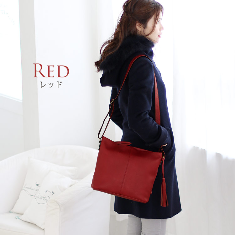 Jamale ジャマレ 日本製 本革 バッグ レッド