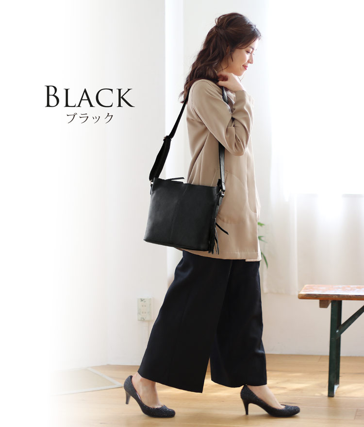Jamale ジャマレ 日本製 本革 バッグ ブラック