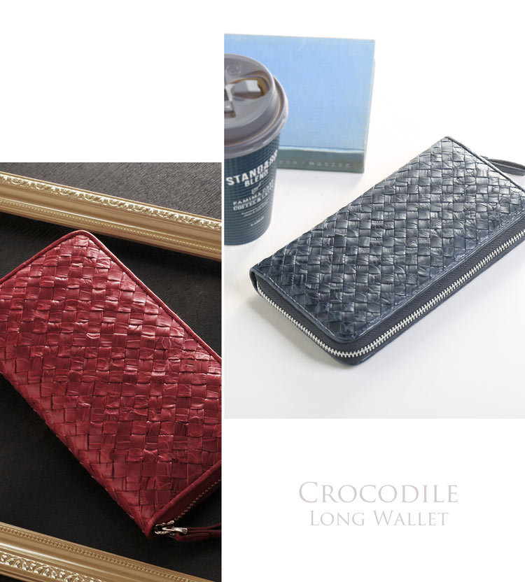 クロコダイル メッシュ ラウンドファスナー 長財布