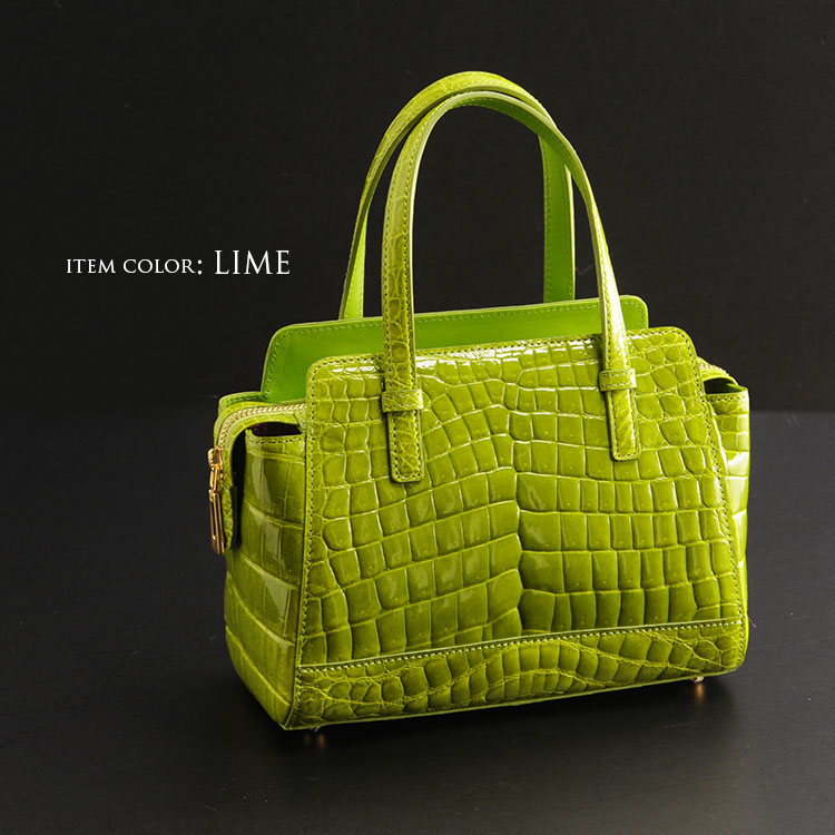 クロコダイル ハンドバッグ センター取り シャイニング ヘンローン