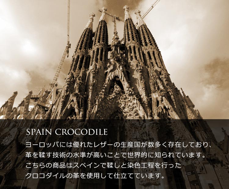 スペイン クロコダイル 長財布 ラウンド ファスナー アンティーク カラー