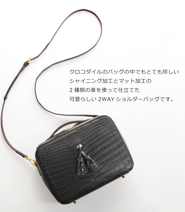 クロコダイル ミニバッグ シャイニング マット レディース