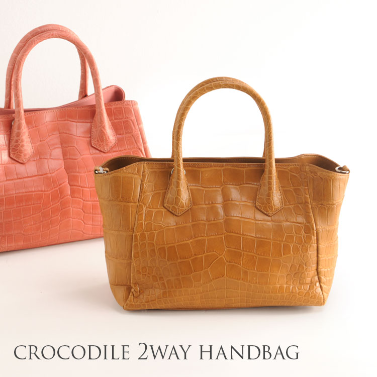 クロコダイル ハンドバッグ レディース 2WAY マット