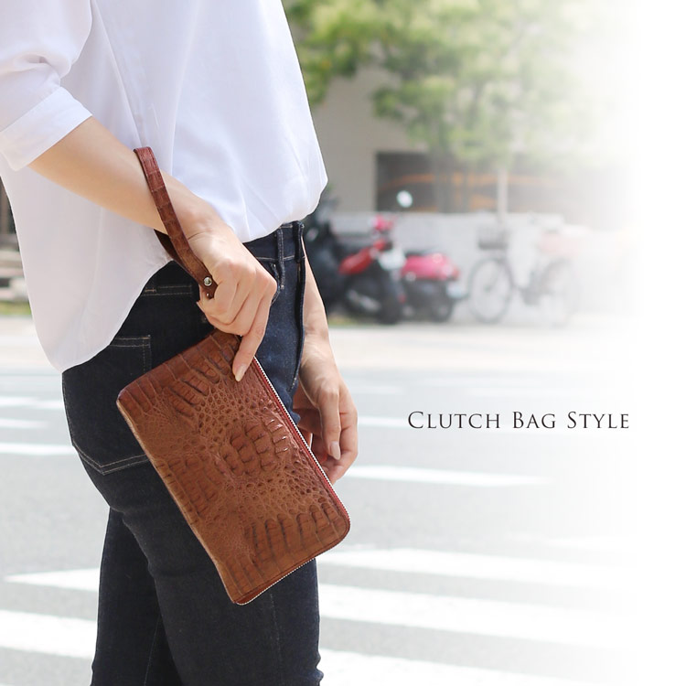 カイマン 2WAY ミニ クラッチバッグ わに革 財布 ポシェット