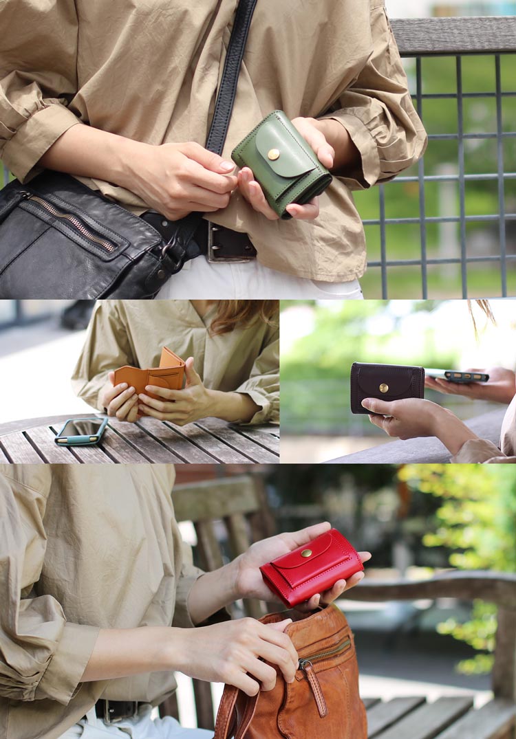 Jamale 牛革 ヌメ 二つ折り 財布 レディース