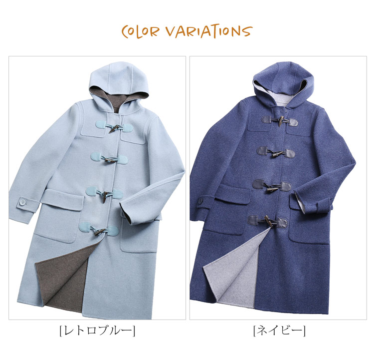 カシミヤ ウール ダッフル コート バイカラー レディース カラー