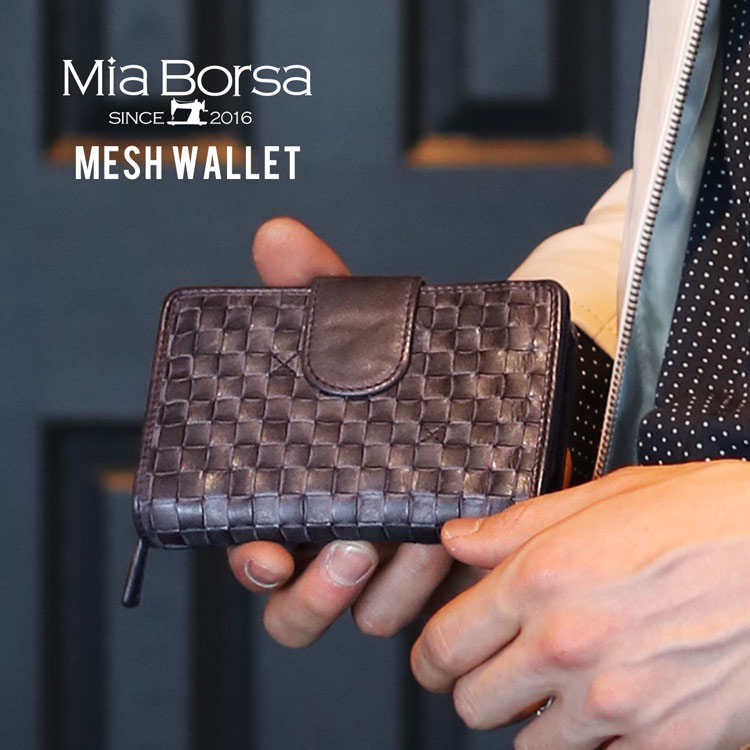 牛革 本革 メッシュ 折り財布 レディース Mia Borsa