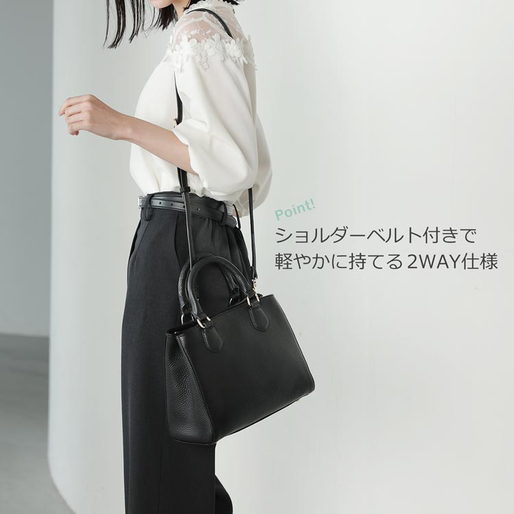2way バッグ 本革 レディース ブラック