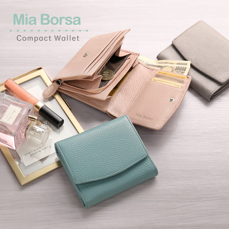 Mia Borsa 二つ折り 財布 レディース 牛革 ブルー