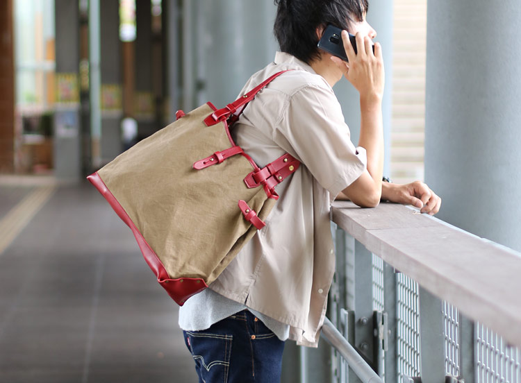 帆布トートバッグレッド