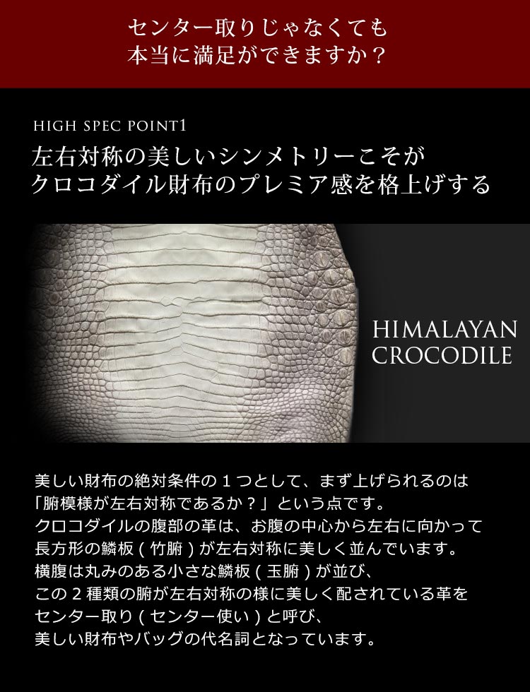 センター取り ヒマラヤ クロコダイル ホワイト