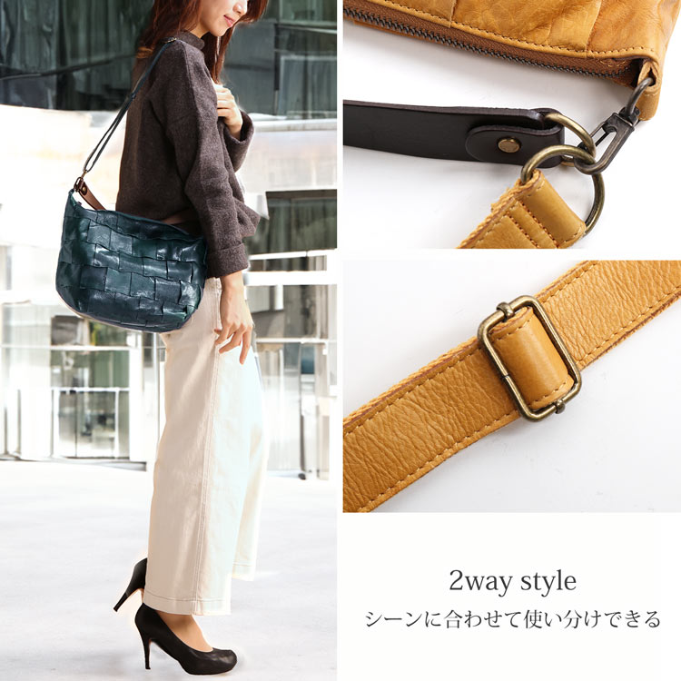 HALEINE 牛革 2way ハンドバッグ ショルダーバッグ トートバッグ