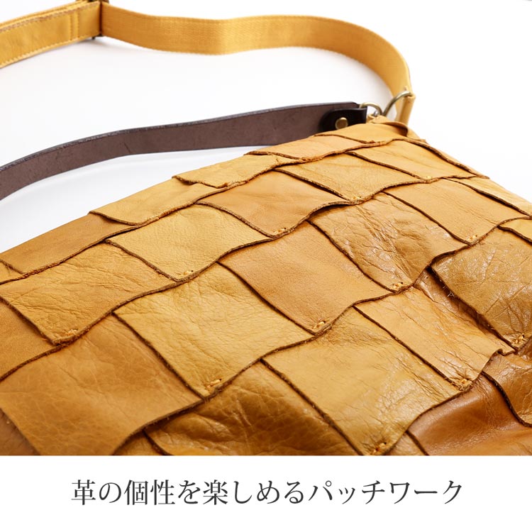 本革 牛革 パッチワーク バッグ レザー 丈夫 バッグ