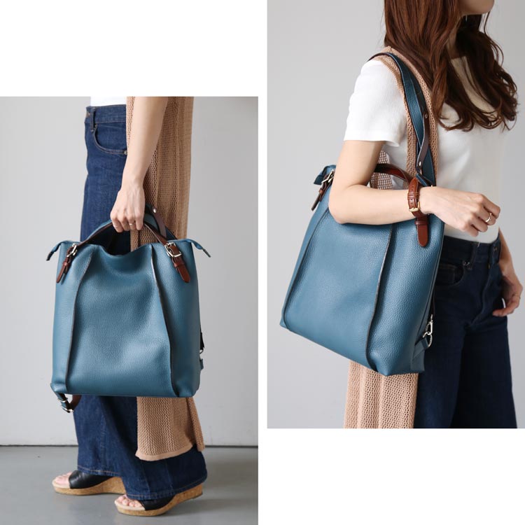 HALEINE 本革 リュック クラシックブルー