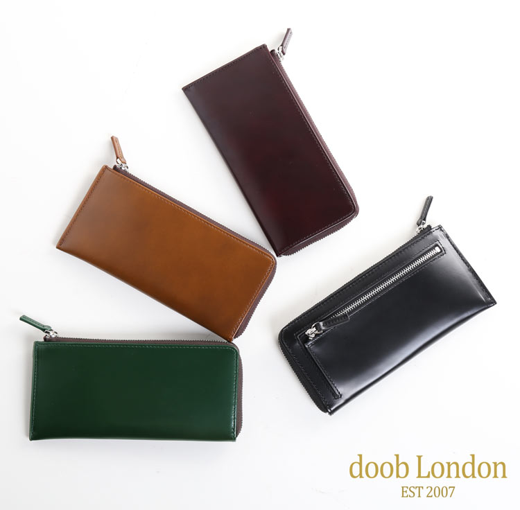 コードバン L字ファスナー 長財布 本革 レディース 女性 doob London グリーン 緑