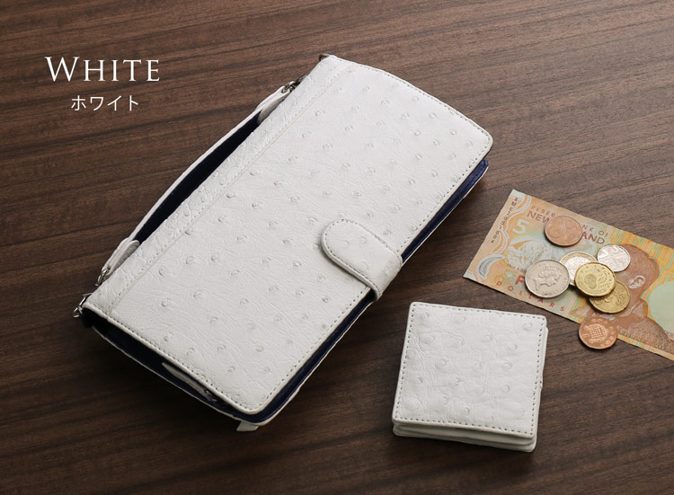 オーストリッチ フルポイント お財布 バッグ ホワイト