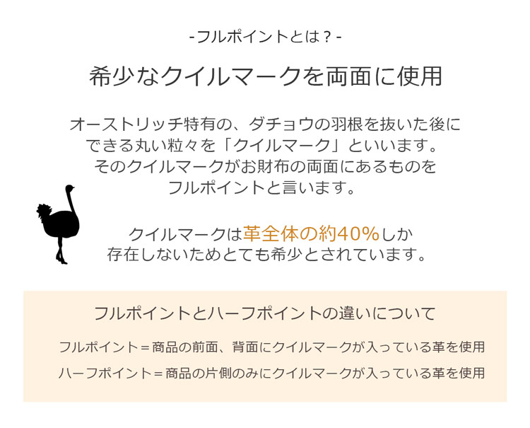 オーストリッチ クイルマーク 40％ 希少 フルポイント メンズ 上質