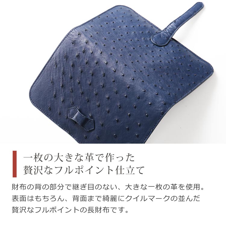 表面にも裏面にもクイルマークが並んだフルポイントのオーストリッチ
