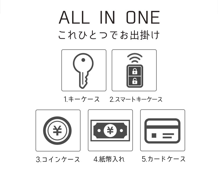牛革 キーケース 財布 スマートキー 一体型