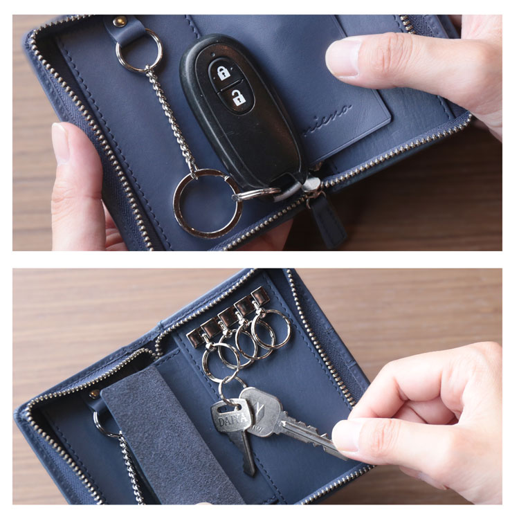 牛革 キーケース 財布 スマートキー 一体型