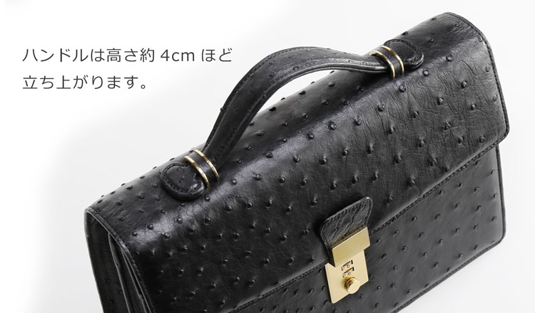 オーストリッチ 日本製 セカンドバッグ ダイヤルロック フルポイント