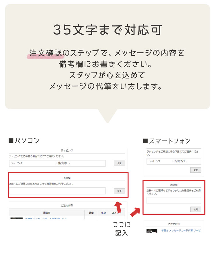 手書きメッセージの注文方法2