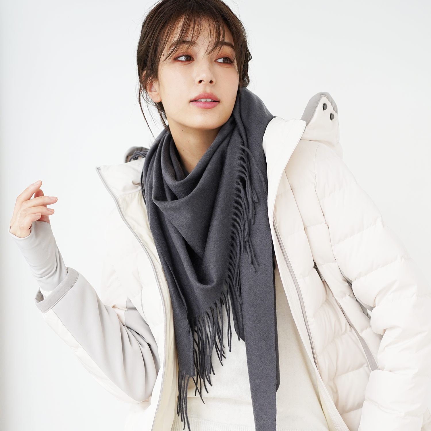 カシミヤ 100% 三角ストール 夏 羽織り