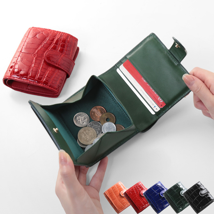 シャイニング クロコダイル コンパクト 財布 レディース