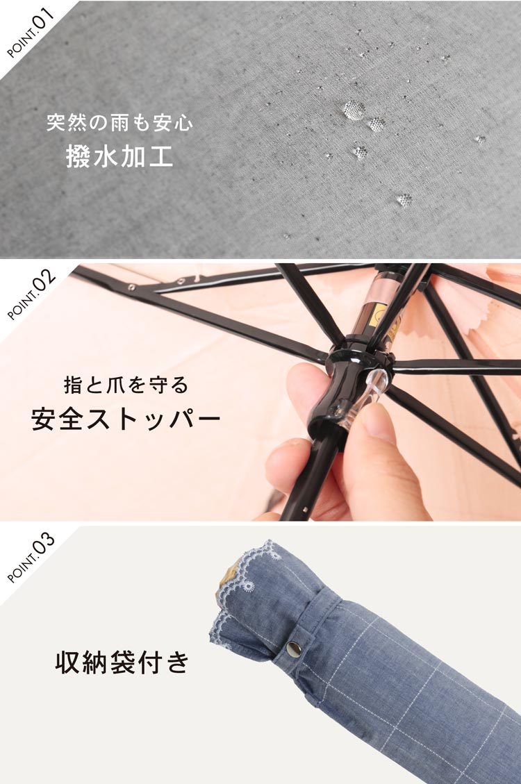 折りたたみ 日傘 綿 晴雨兼用