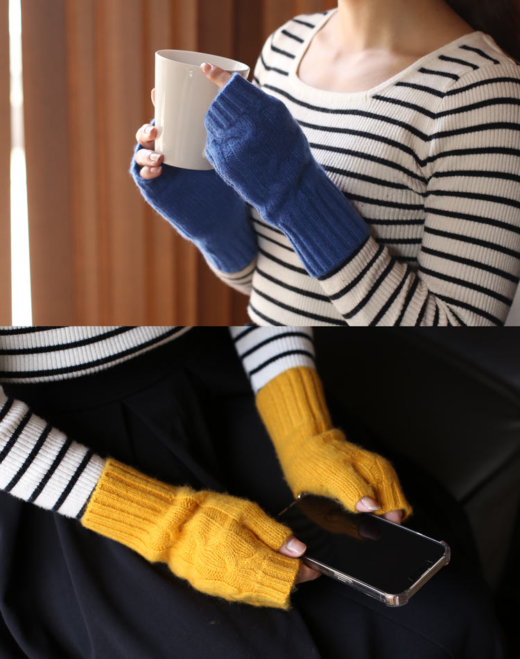 指ぬき 手袋 アームウォーマー カシミヤ 100% ニット レディース スマホ パソコン 作業 指抜き 防寒 暖かい かわいい