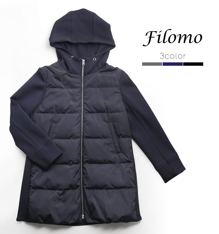ダウン コート レディース ダウン75% 切替デザイン 背面タック ブランド filomo フィローモ