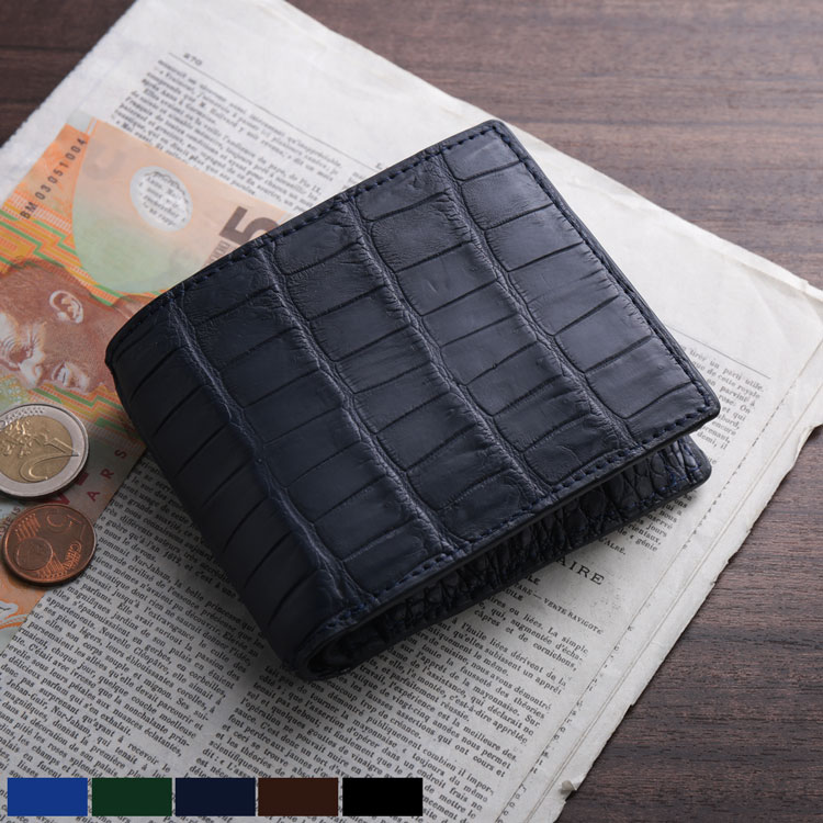 クロコダイル 折り財布 マット 加工 メンズ