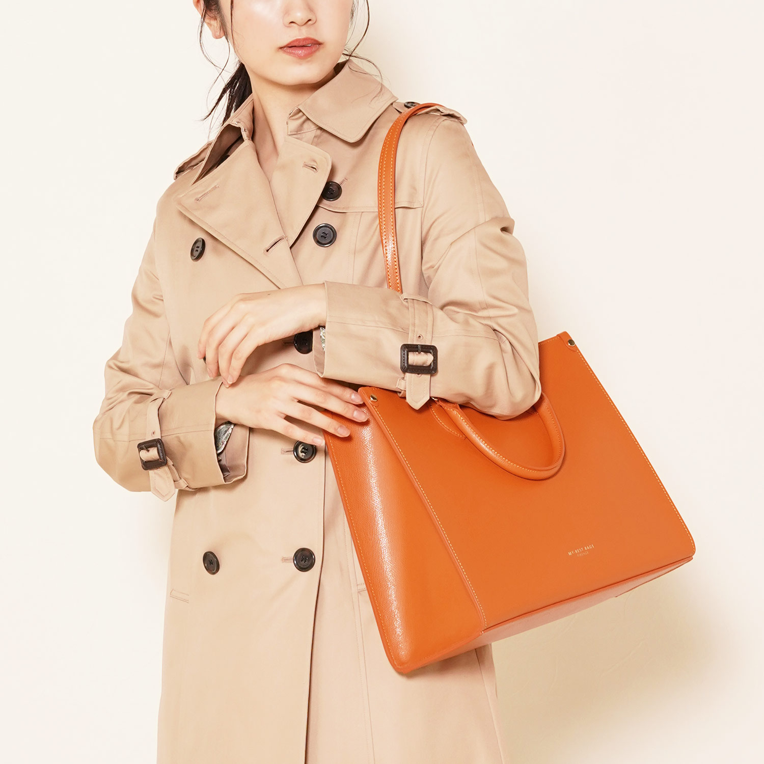 本革 バッグ mybestbag オレンジ
