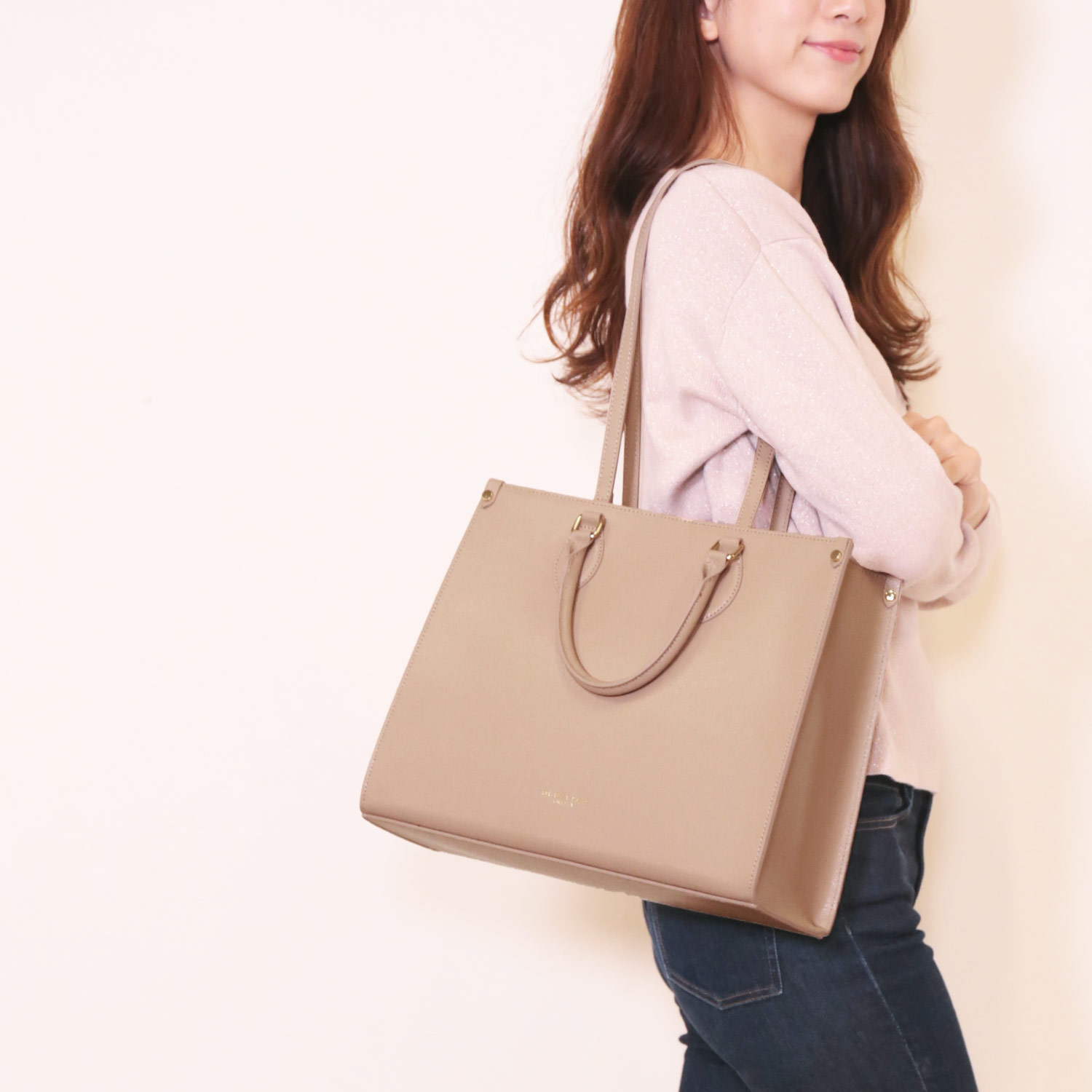 本革 バッグ mybestbag ピンクベージュ