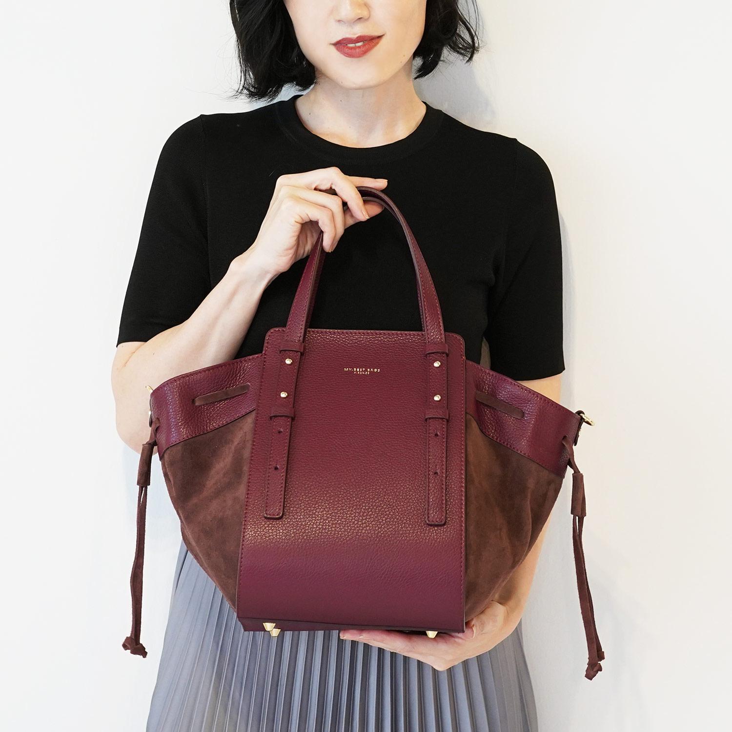 本革 バッグ mybestbag ボルドー