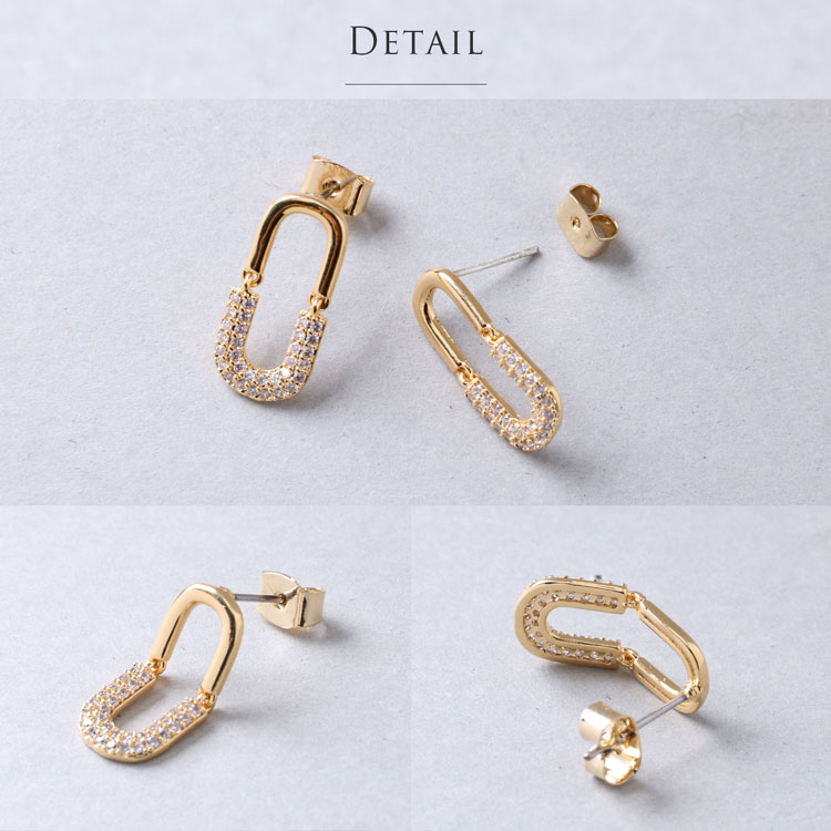 ハーフ ストーン リング キャッチ ピアス