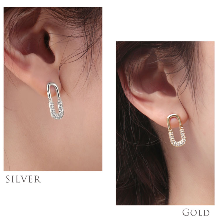 ハーフ ストーン リング キャッチ ピアス