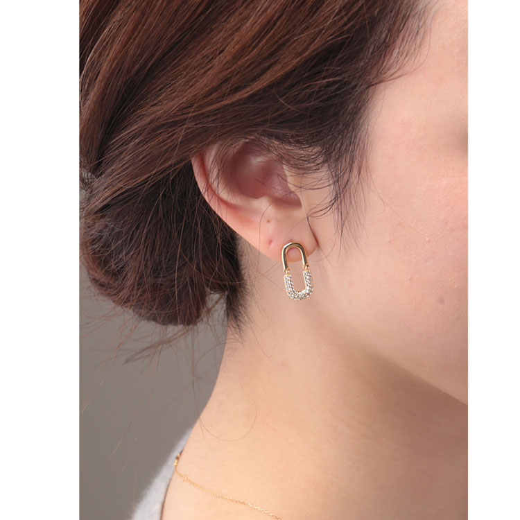 ハーフ ストーン リング キャッチ ピアス