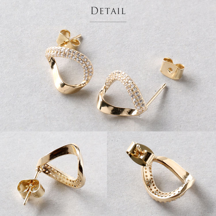 ハーフストーンツイストキャッチピアス