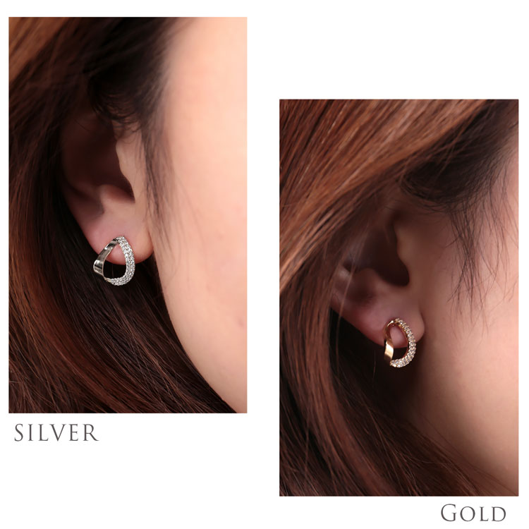 ハーフストーンツイストキャッチピアス