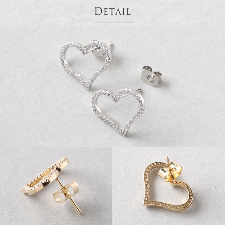 ストーン ハート キャッチ ピアス