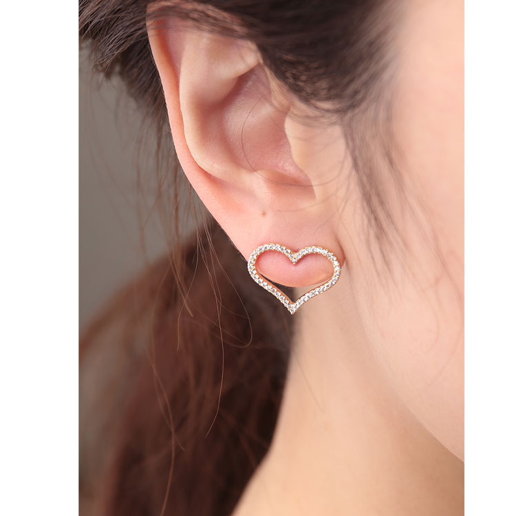 ストーン ハート キャッチ ピアス