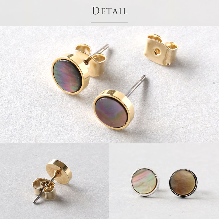 サークル シェル キャッチ ピアス