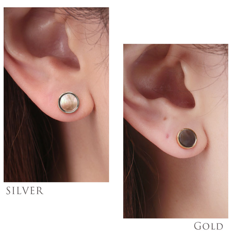 サークル シェル キャッチ ピアス