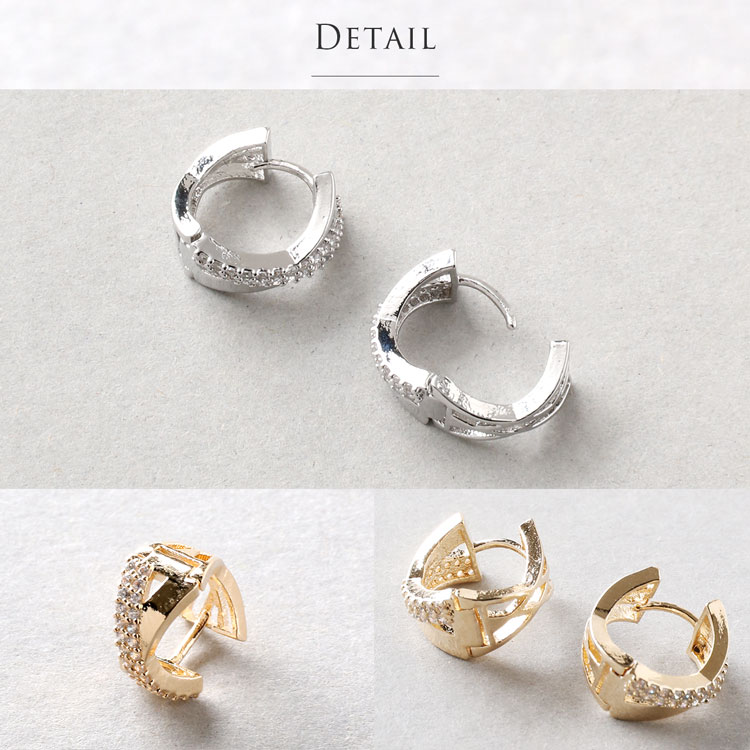 クロス ライン フープ ピアス