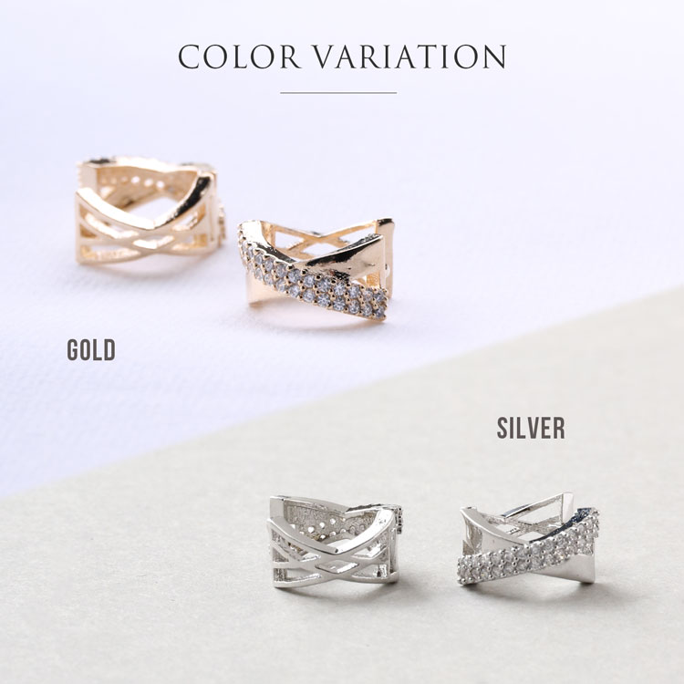 クロス ライン フープ ピアス