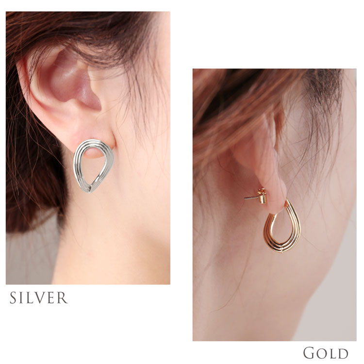ウェーブ リング ピアス